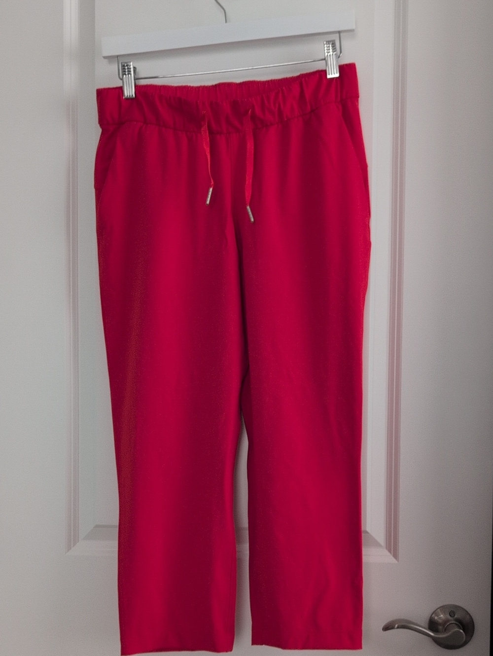 Lululemon Bright Red Coral Drawstring On The Fly Pull-On Cropped Pants